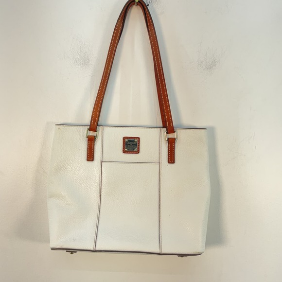 Dooney & Bourke White and Tan Shoulder Bag - Picture 1 of 8